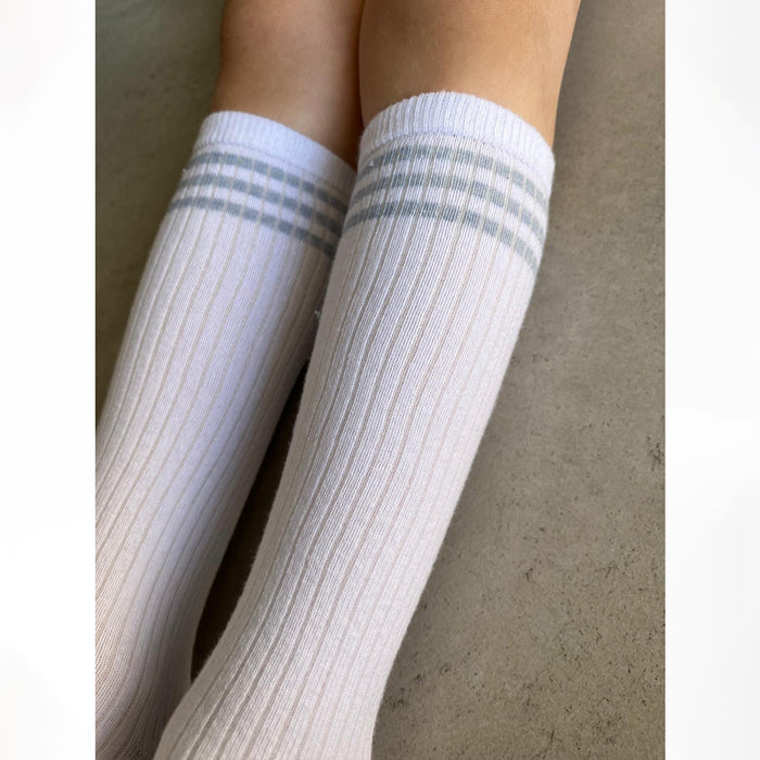 גרביים ריב פס - תכלת