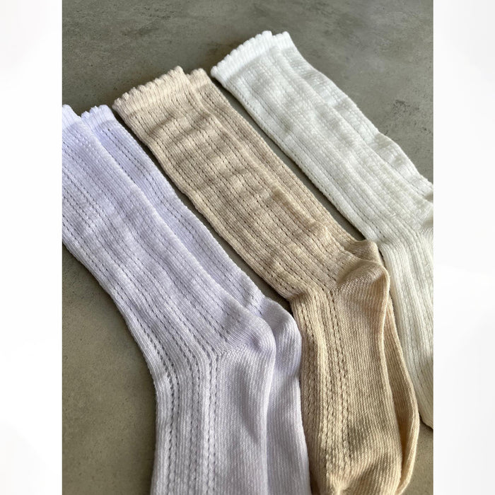 גרביים תחרה ברך - לבן