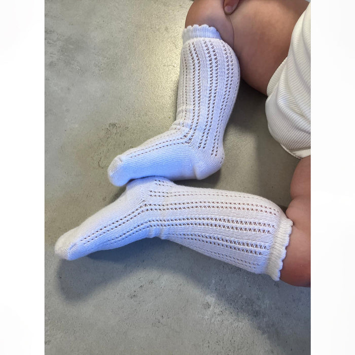 גרביים תחרה ברך ארוכות - לבן