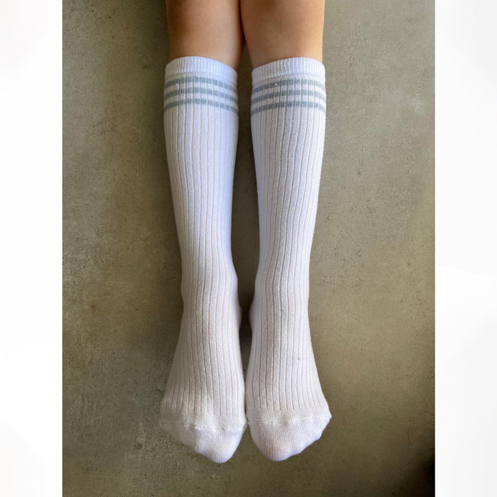 גרביים ריב פס - תכלת