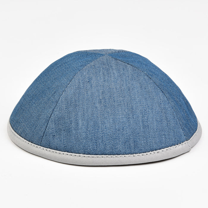 כיפה ג'ינס עם סיומת - אפור