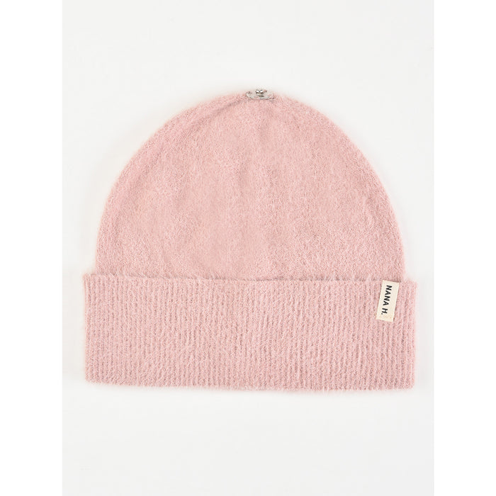 כובע אנגורה מתחבר לפונפון - ורוד