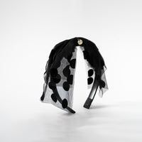 קשת פפיון טול עיגולי קטיפה - שחור