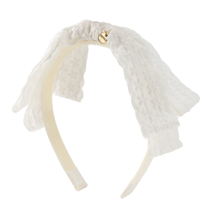 קשת פפיון תחרה פרחים - לבן