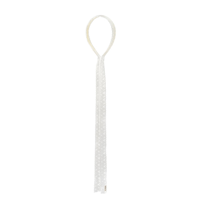 קשת רצועות קשירה תחרה בלרינה - לבן