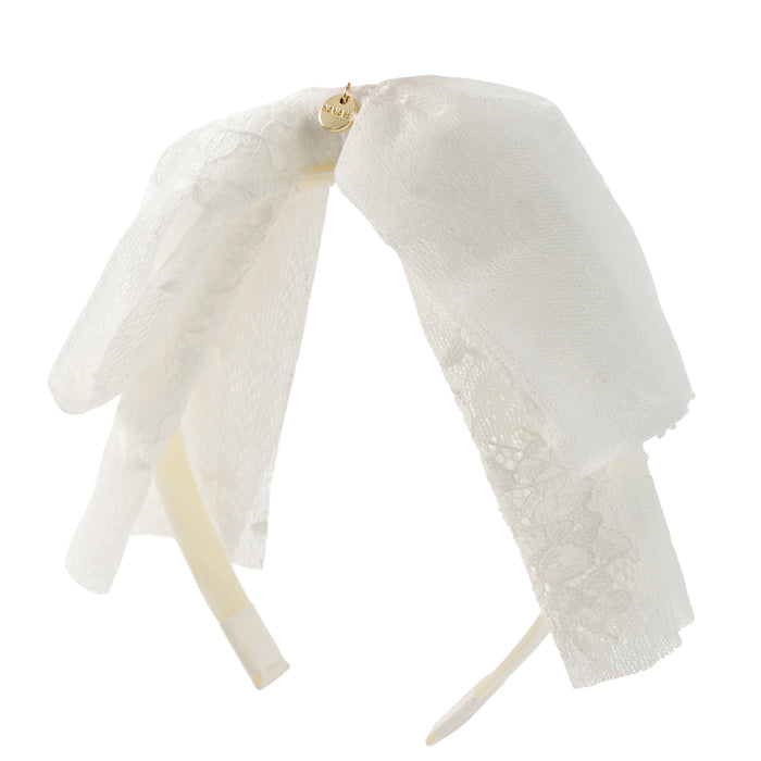 קשת פפיון לייס ראשל - לבן