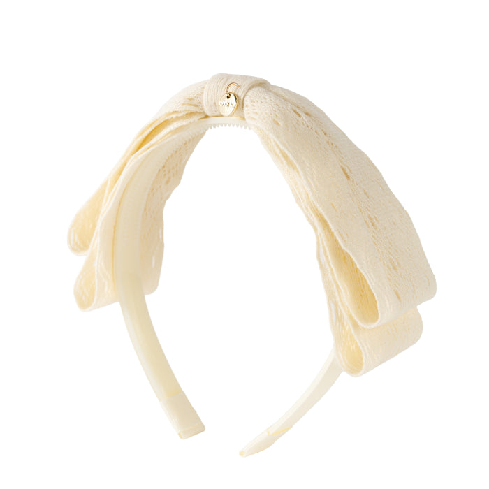 קשת פפיון תחרה יהלום - שמנת