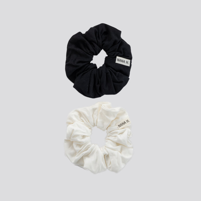 זוג גומיות ג'רסי - שחור+לבן