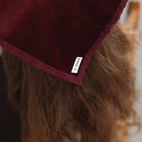 קשת בנדנה קטיפה קצוות תחרה - בורדו