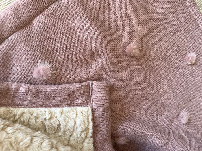 שמיכה דו צדדית סריג+פרווה - ורוד