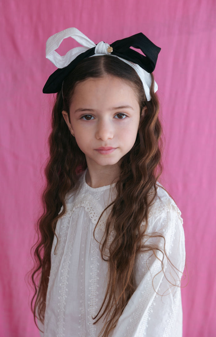 קשת פפיון שימר - שחור לבן