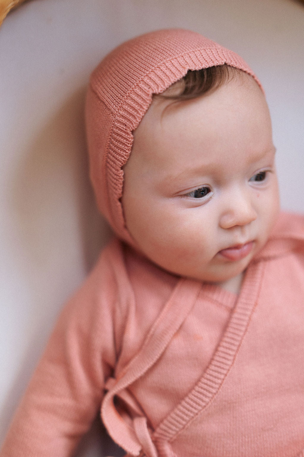 כובע קשירה סרוג - ורוד