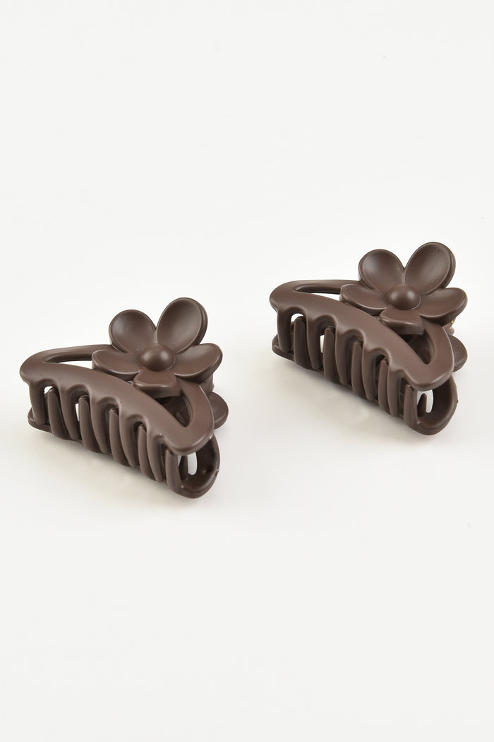 זוג קליפס פרח חום