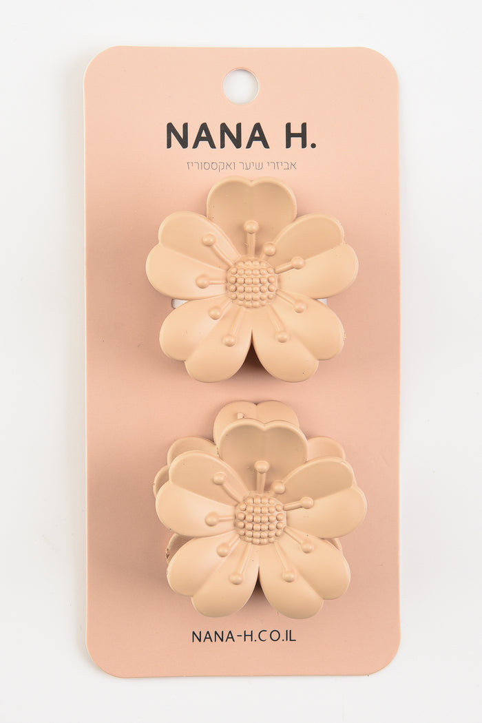 זוג קליפס פרח בז