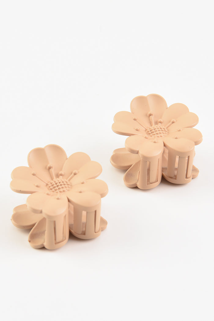 זוג קליפס פרח בז