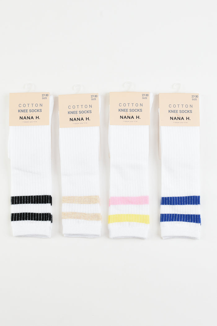 גרביים ברך ריב פס - שחור