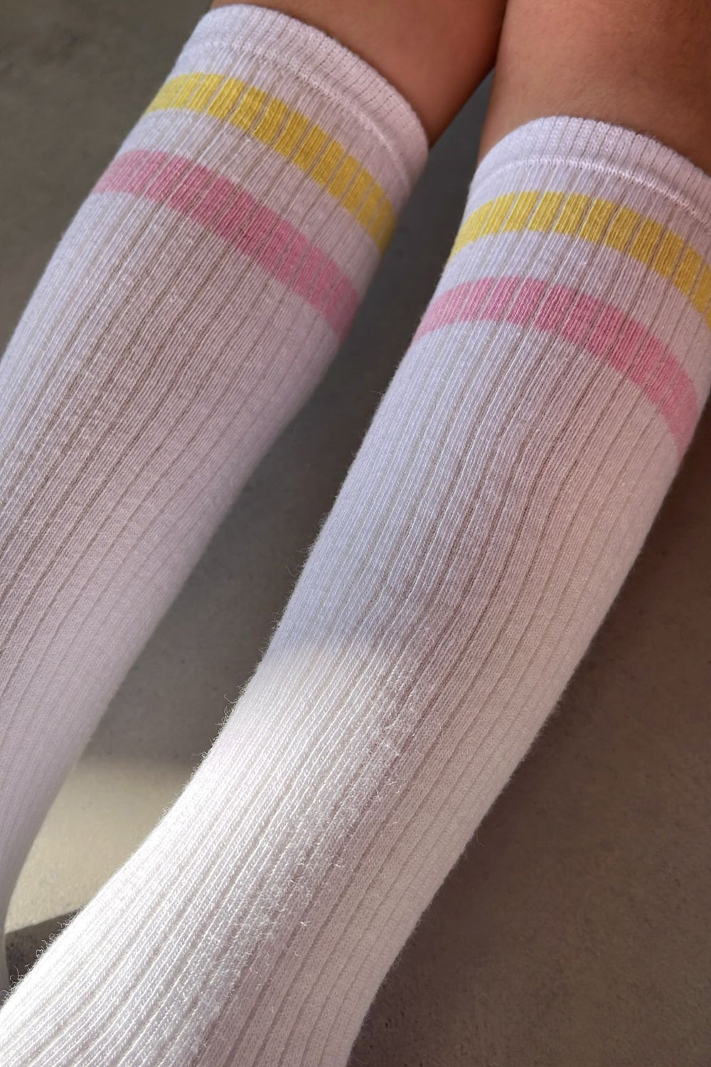 גרביים ברך ריב פס - ורוד