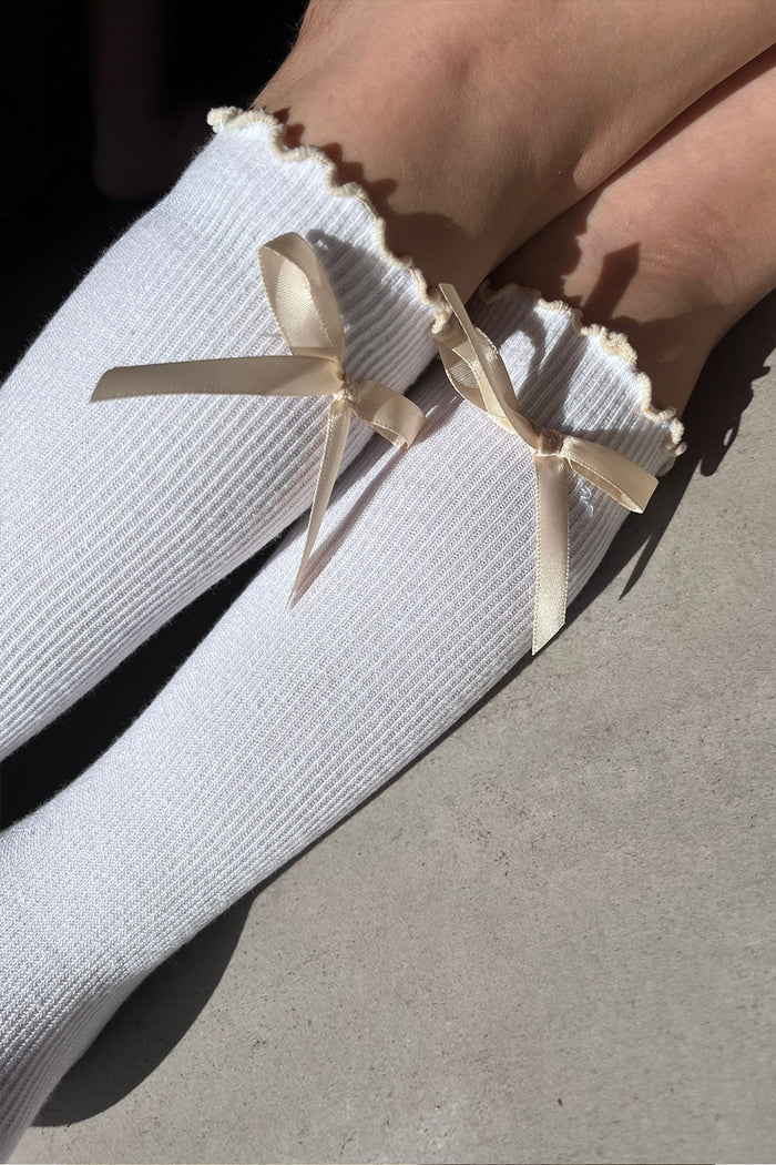 גרביים ברך פפיון - קרם