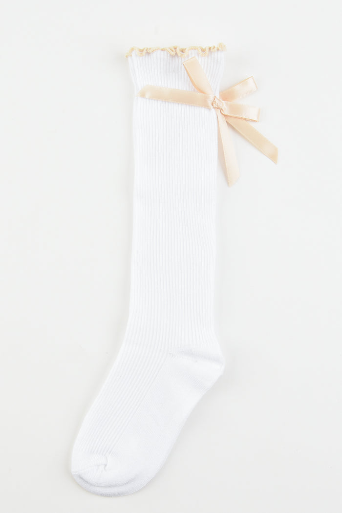 גרביים ברך פפיון - קרם