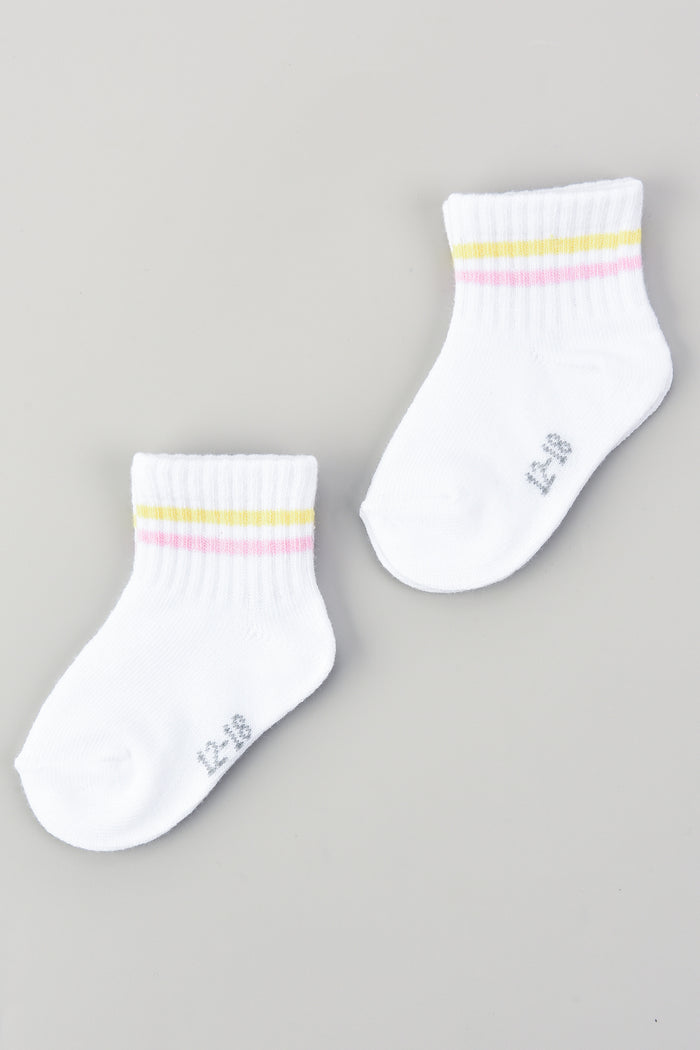 גרביים ריב פסים - ורוד