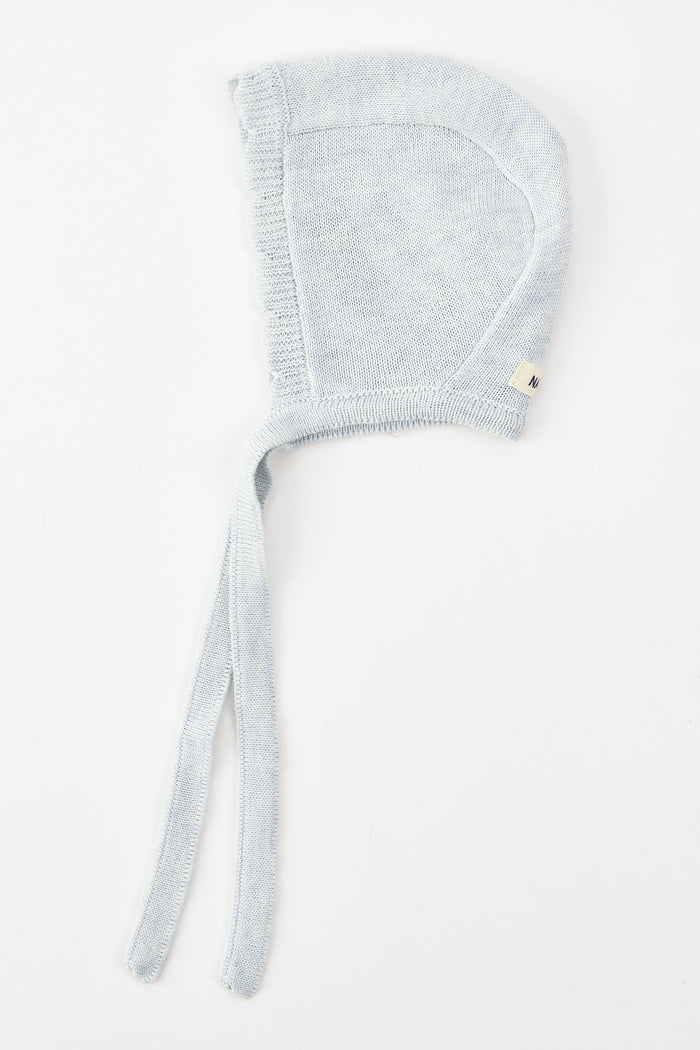 כובע קשירה סרוג - תכלת