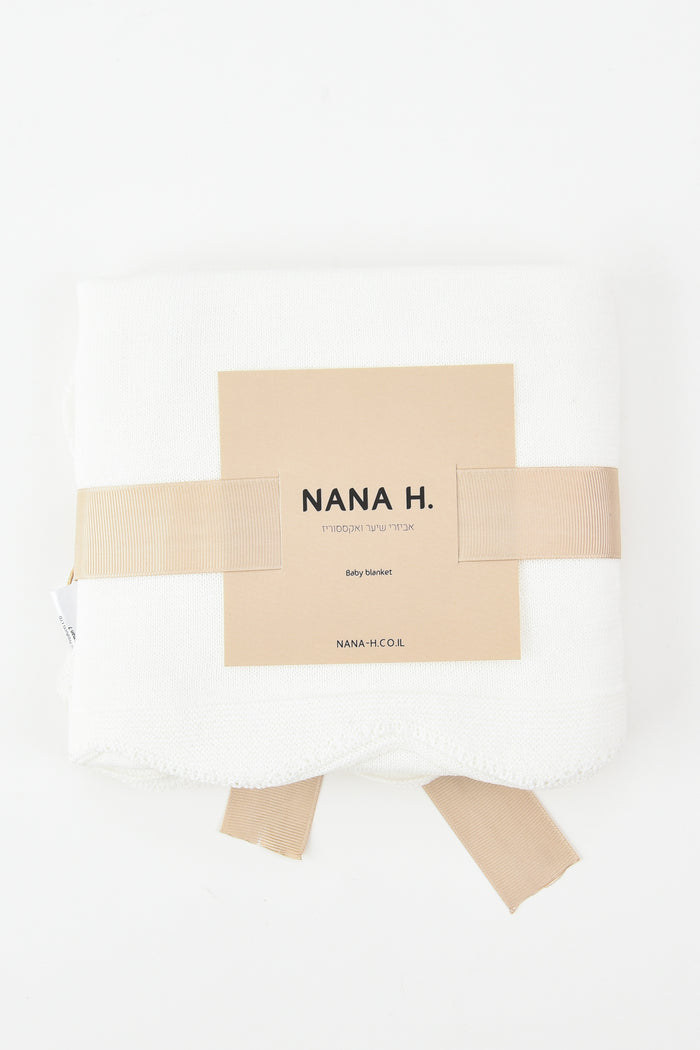 שמיכה סרוגה קיצית - שמנת