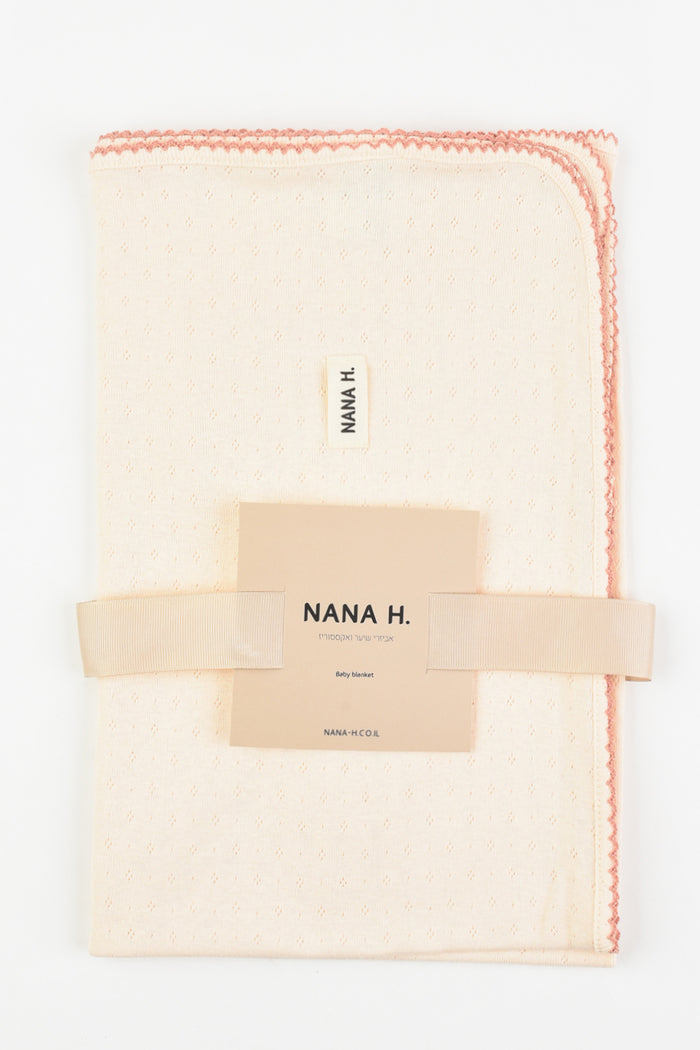 שמיכה פוינטל - בז' מסגרת ורוד