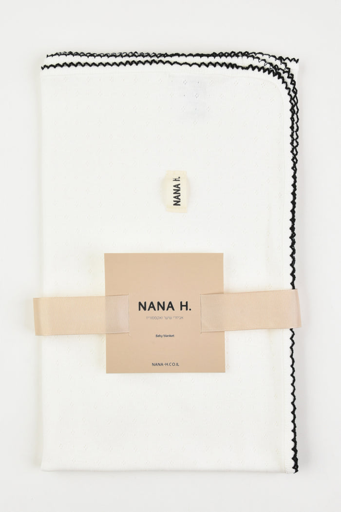 שמיכה פוינטל - לבן מסגרת שחור