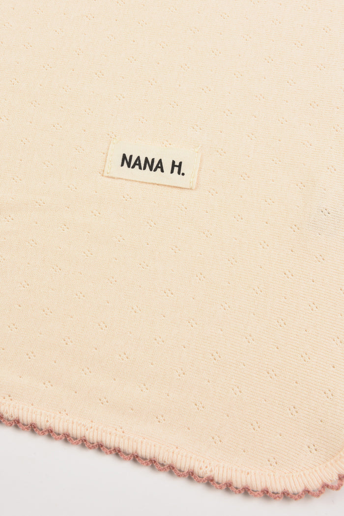 שמיכה פוינטל - בז' מסגרת ורוד