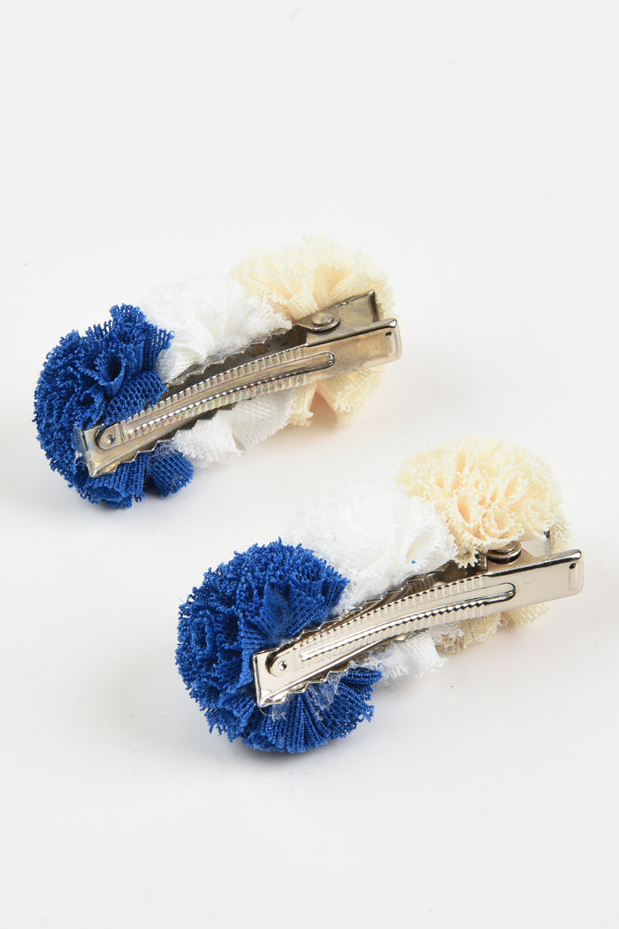 זוג סיכות פונפונים - כחול רויאל