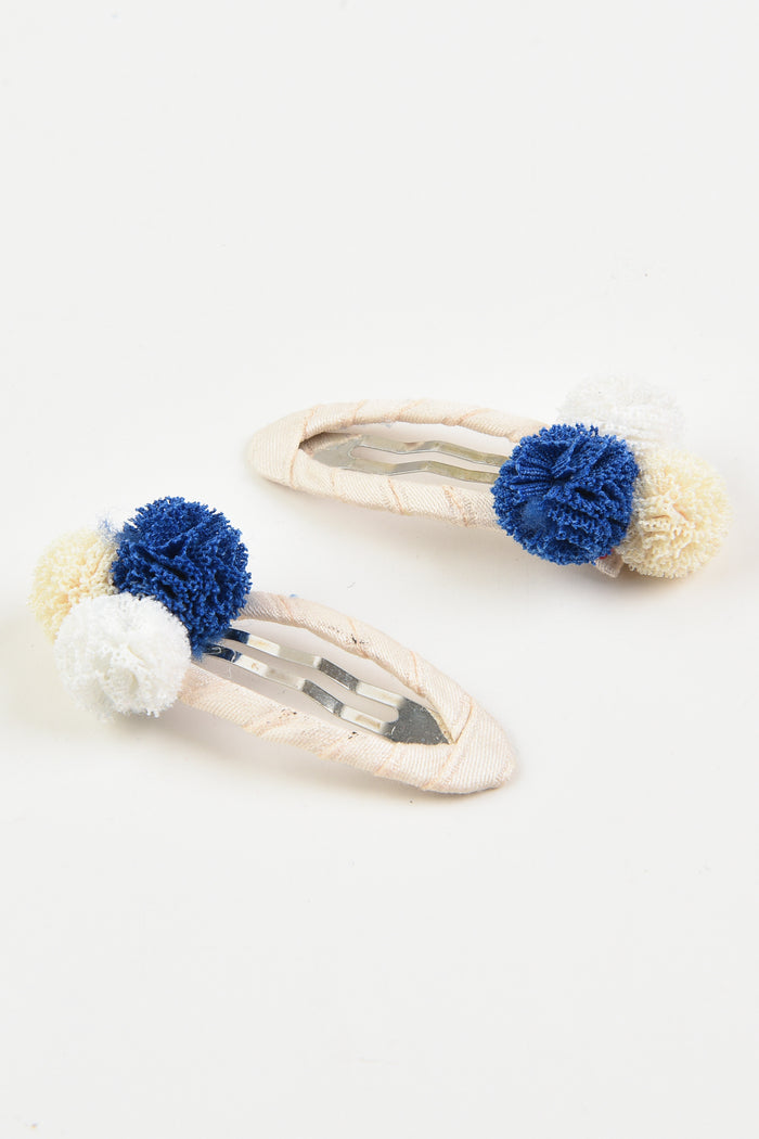 זוג סיכות תיקתק פונפונים - כחול רויאל