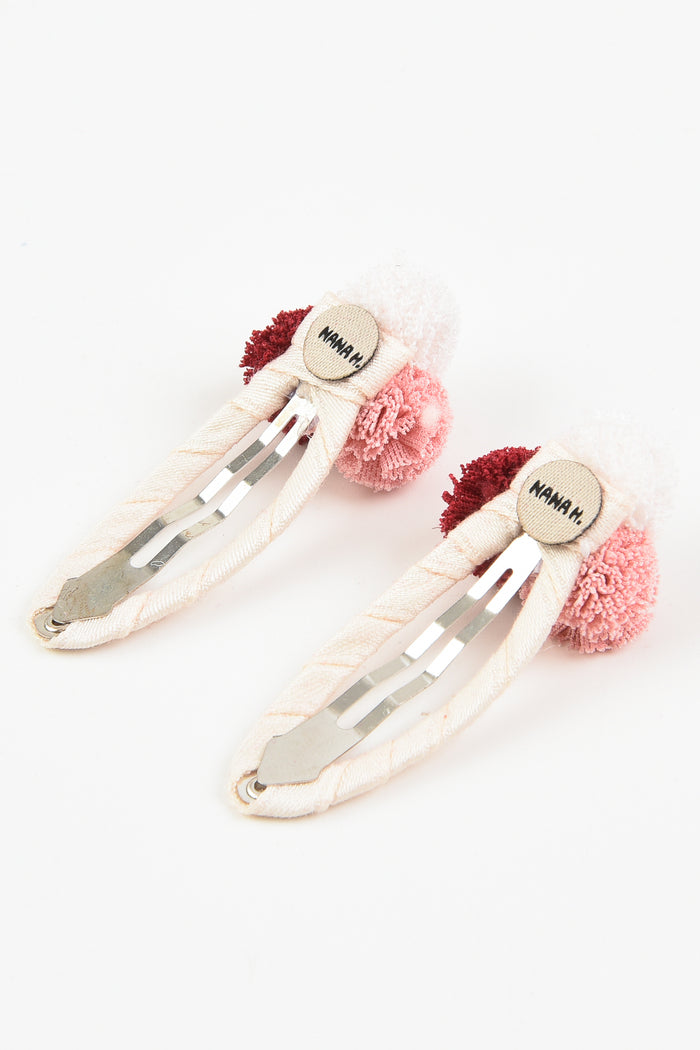 זוג סיכות תיקתק פונפונים - ורוד פוקסיה