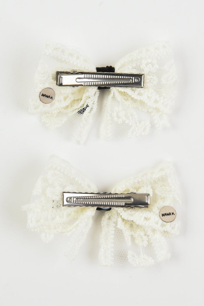 זוג פפיונים תחרה סאטן - שחור