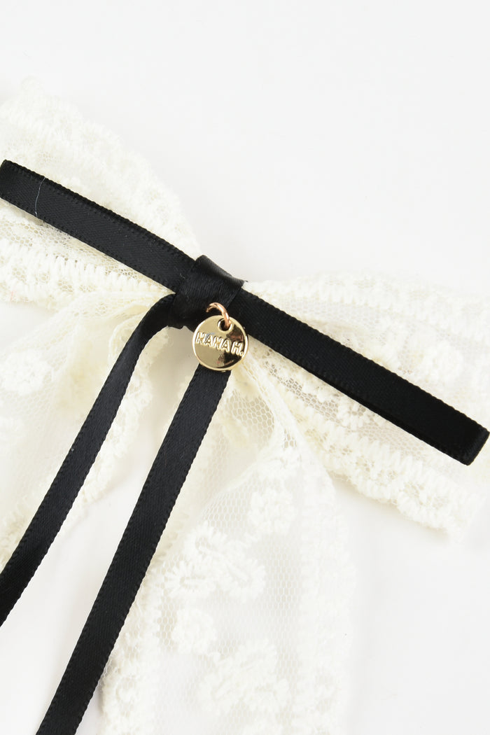 פפיון ארוך תחרה סאטן - שחור