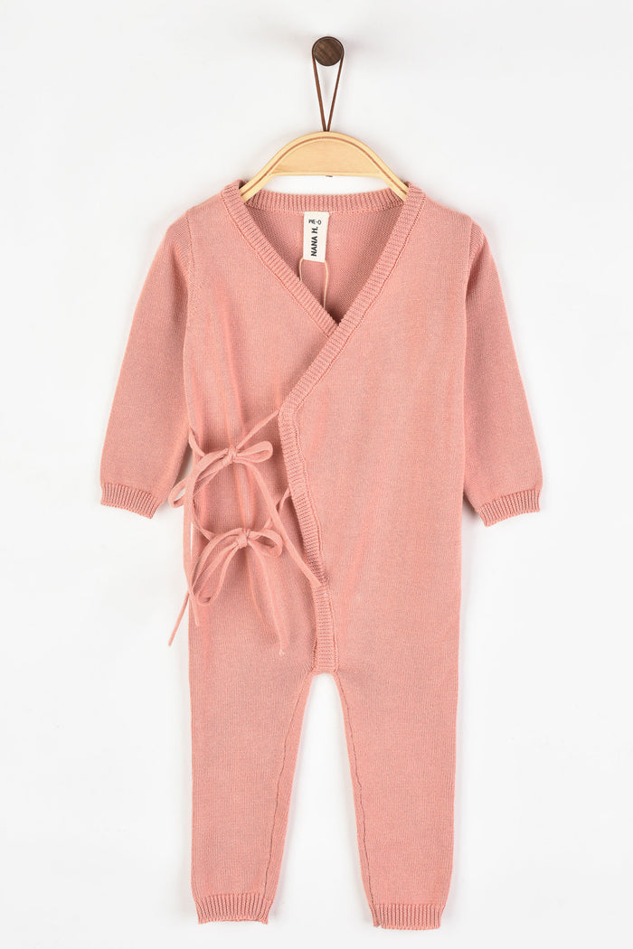 אוברול מעטפת סרוג - ורוד